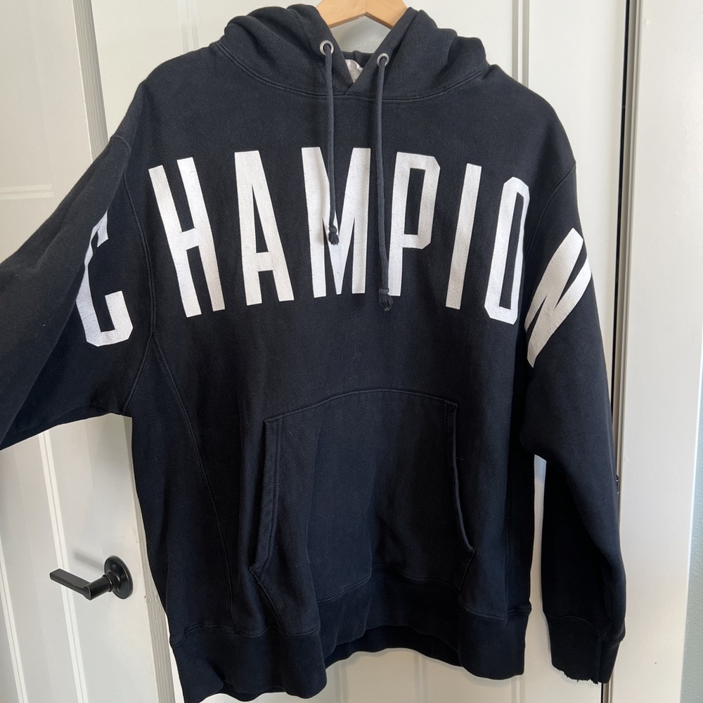 Champion‎ Reverse Weave Vintage VTG Hoodie Large Men's Black USA Y2K